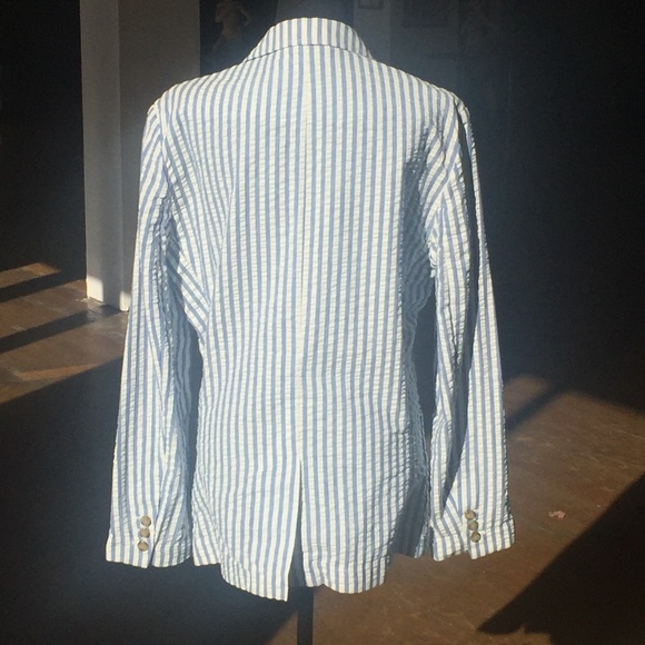 Striped blue and white cotton loose fit blazer - Picture 5 of 8